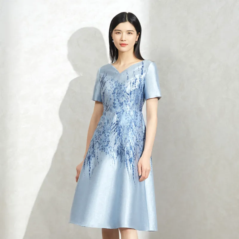 BBLLUUEE Short Sleeved Dress Women's Moonlight Blue-2