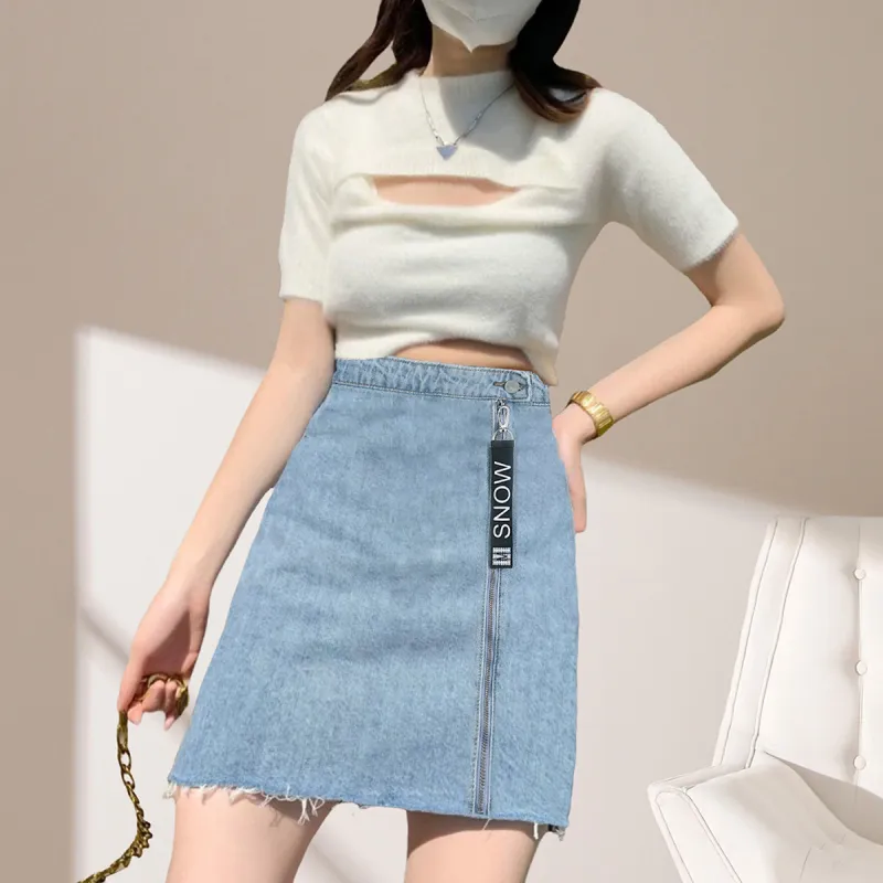 Weixi Denim Short Skirts Women's Blue-2
