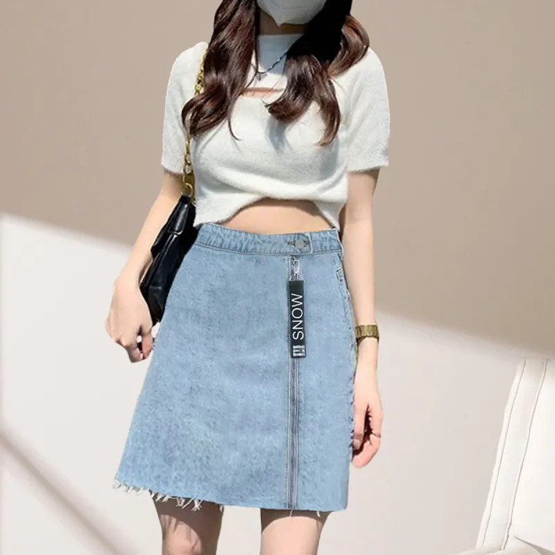 Weixi Denim Short Skirts Women's Blue-1