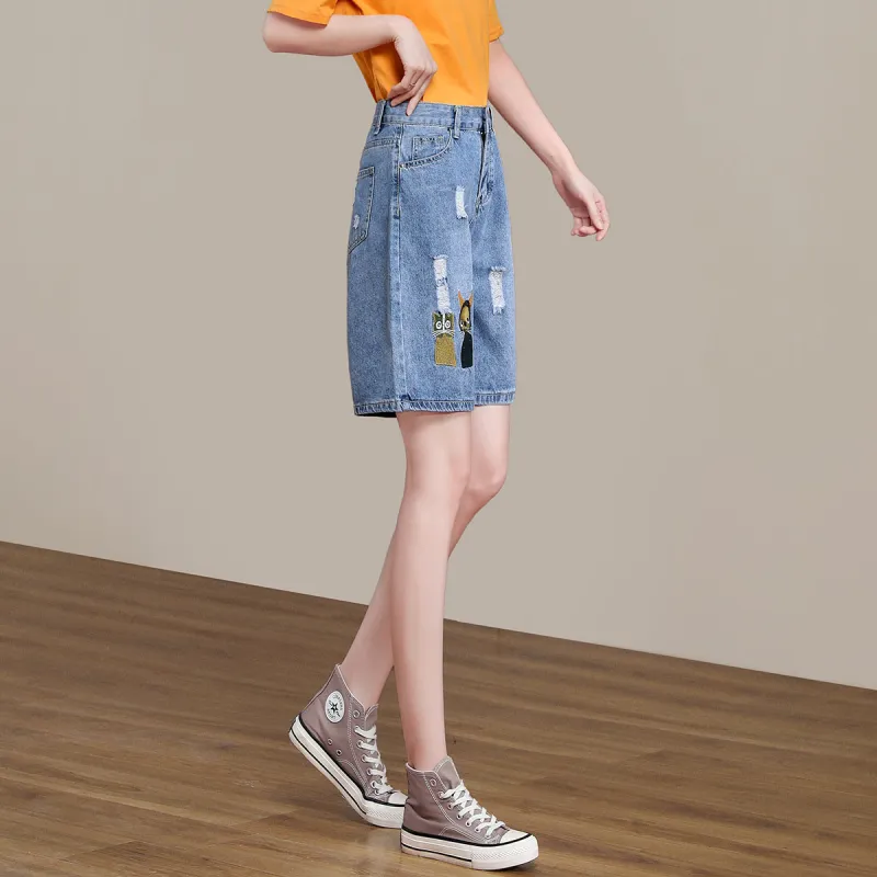 Weixi Denim Shorts Women's Blue-3