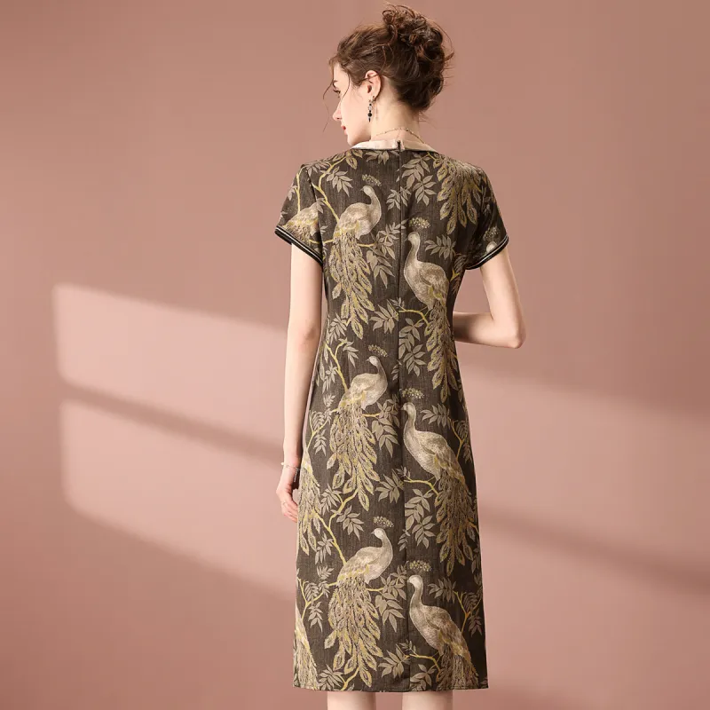 FENHONGMALI Short Sleeved Dresses Women's Moon Gray-2