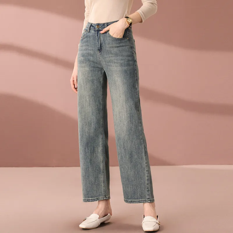 FENHONGMALI Jeans Women's Gray Blue-1
