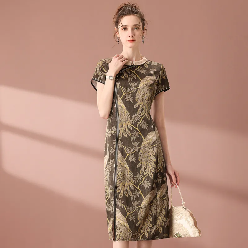 FENHONGMALI Short Sleeved Dresses Women's Moon Gray-1