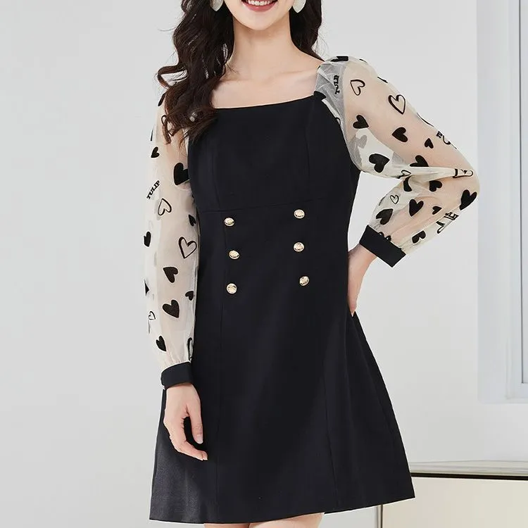 Tulip Taste Long Casual Dress Women's Diamond Black-3