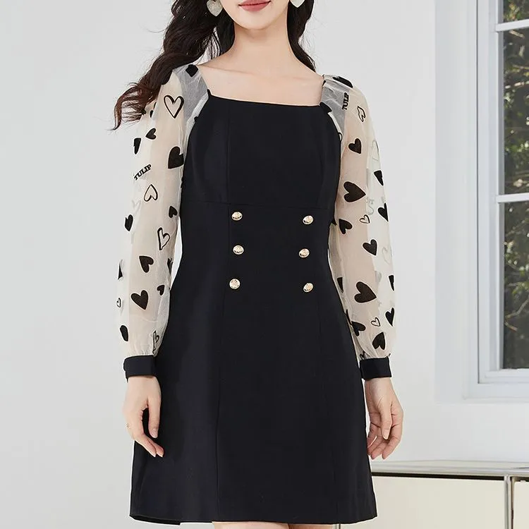 Tulip Taste Long Casual Dress Women's Diamond Black-1