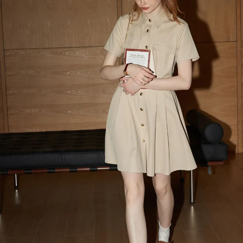 KUHNMARVIN Short Sleeved Dress Women's Khaki-1