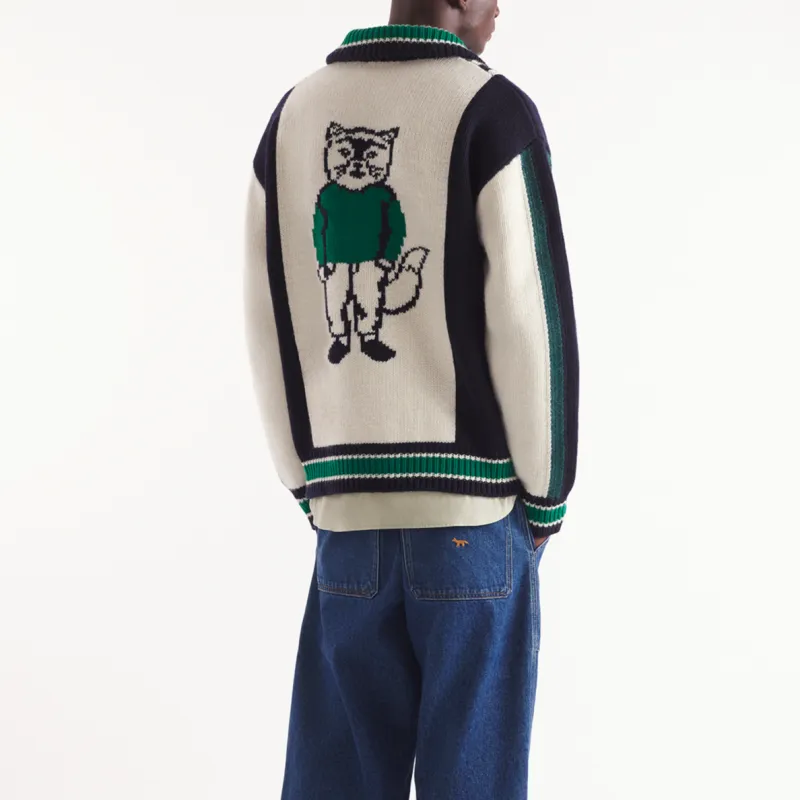 Maison Kitsune Zipped Knitted Bomber Jacket-2