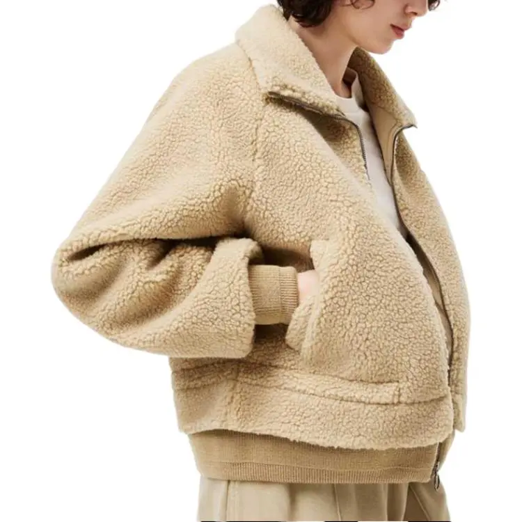 LACOSTE Velvet feel Coat Women's Milk Coffee-1