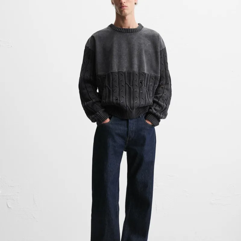 ZARA Knitwear Men Coal Gray-5