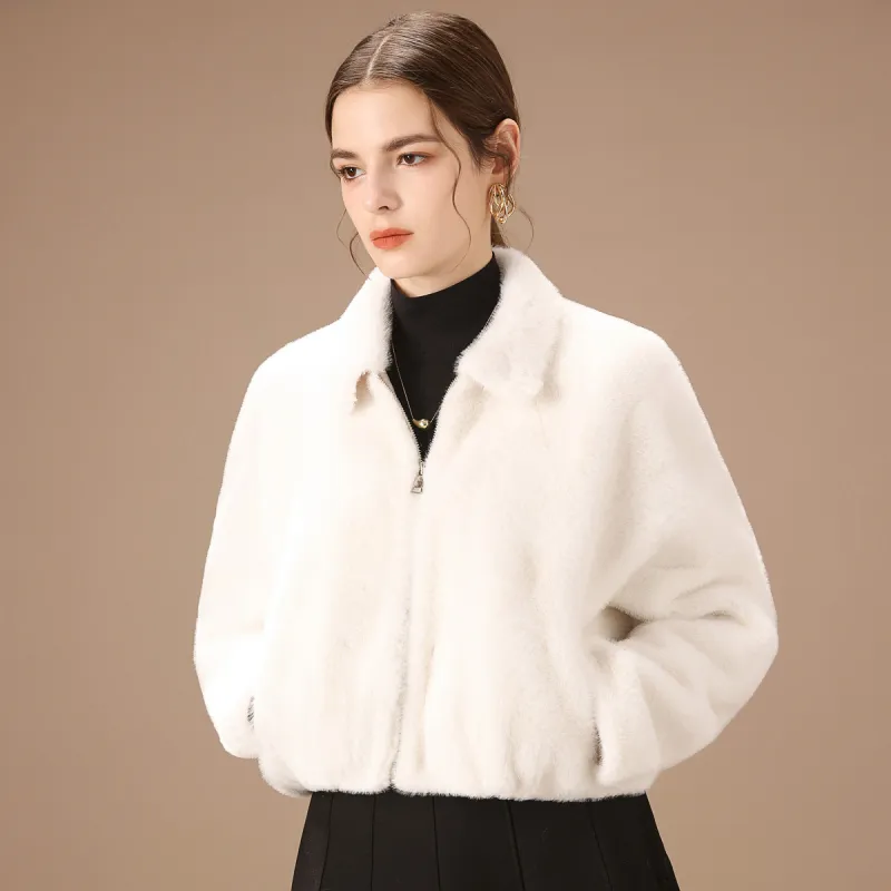 FENHONGMALI Velvet feel Coat Women's White-2