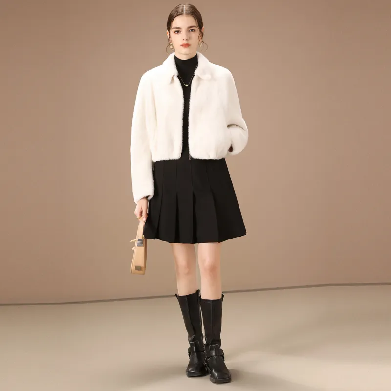 FENHONGMALI Velvet feel Coat Women's White-3