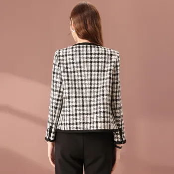 FENHONGMALI Cropped Coats Women's Black White