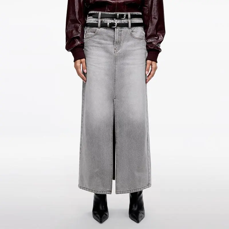 Miss Sixty Denim Long Skirts Women's Light Gray-2