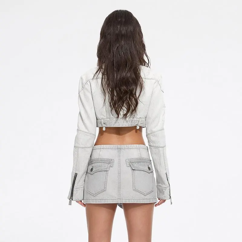 Miss Sixty Denim Short Skirts Women's Light Gray-4