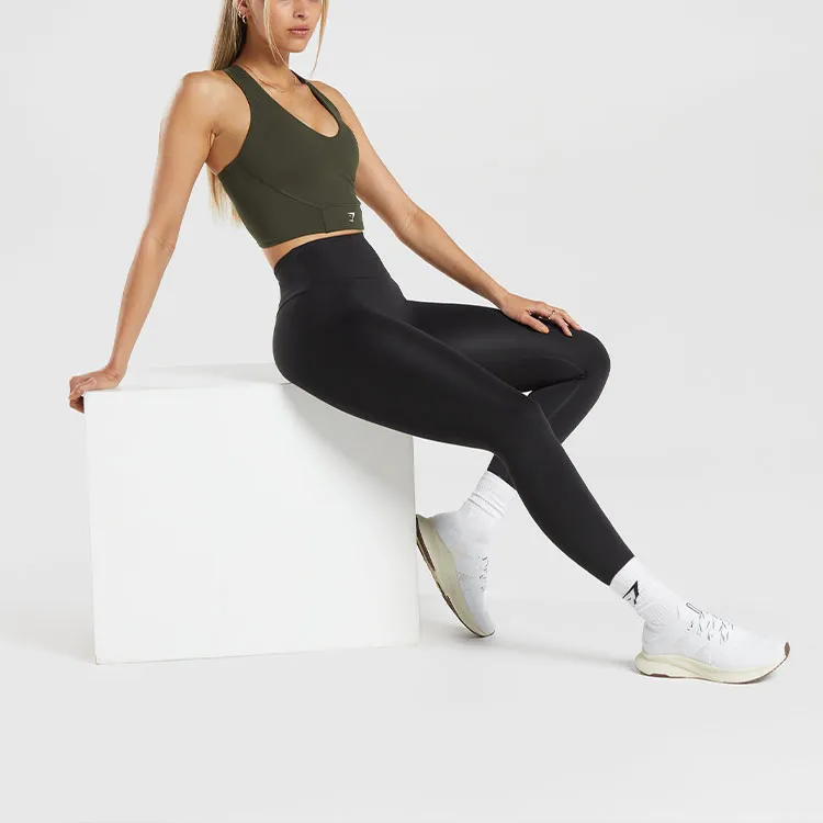 GYMSHARK CROP MESH TANK Sport Vests Women's Dark Olive Green-3