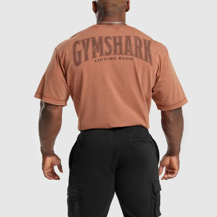 GYMSHARK HERITAGE WASHED T SHIRT T Shirt Men's Canyon Brown-2