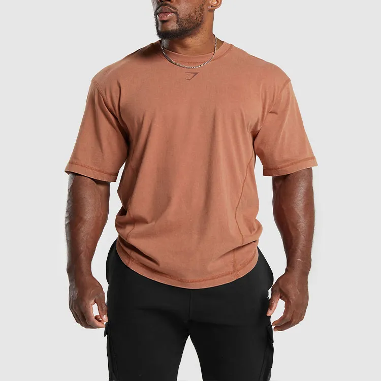 GYMSHARK HERITAGE WASHED T SHIRT T Shirt Men's Canyon Brown-1