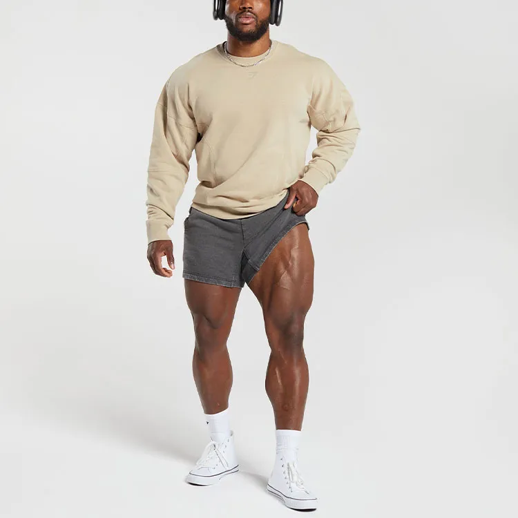GYMSHARK HERITAGE WASHED CREW T Shirt Men's Desert Beige-3