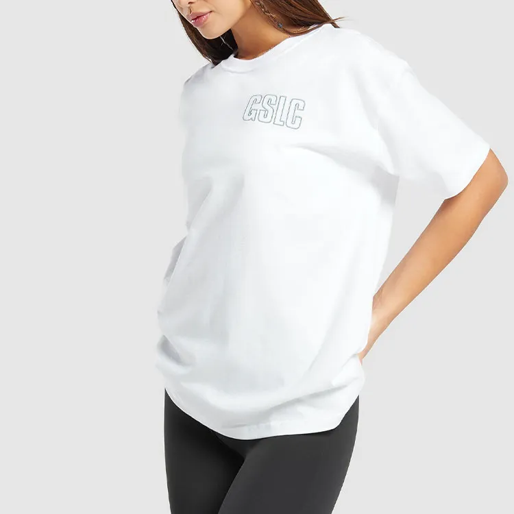 GYMSHARK OUTLINE GRAPHIC OVERSIZED T-SHIRT T-Shirt Women's White-2