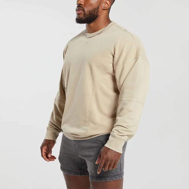 GYMSHARK HERITAGE WASHED CREW T Shirt Men's Desert Beige-2