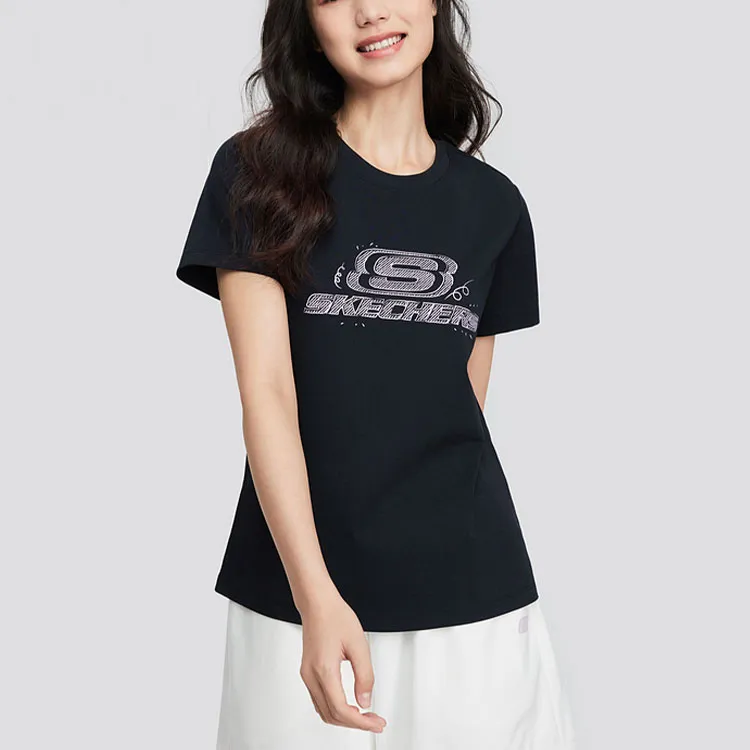 Skechers Regular T Shirt Women's Carbon Black-2