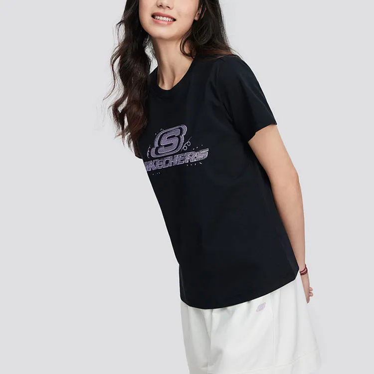 Skechers Regular T Shirt Women's Carbon Black-3