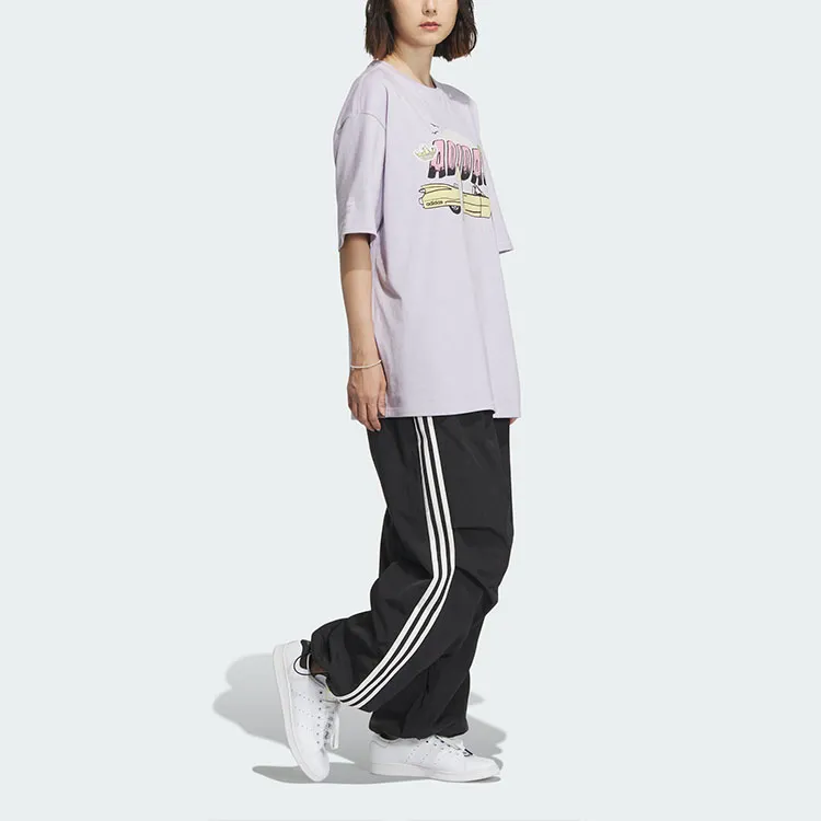 Adidas Originals Drop Shoulder Sleeve T Shirt Women's Light Purple-1