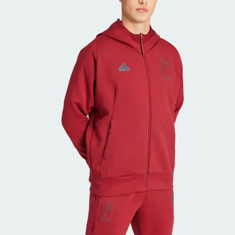 Adidas BELGIUM TRAVEL FULL-ZIP HOODIE Soccer Jerseys Men's Burgundy-1