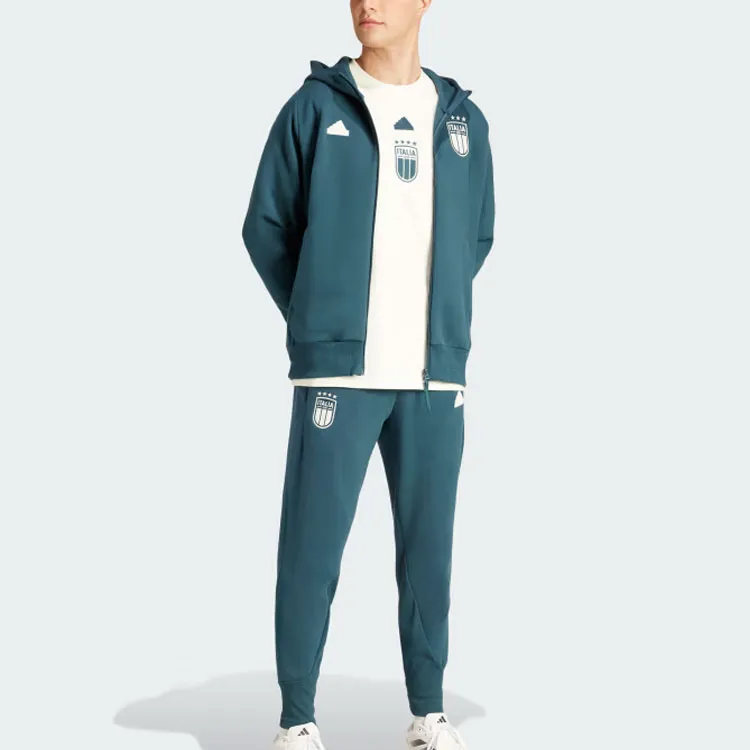Adidas ITALY TRAVEL TRACKSUIT BOTTOMS Soccer Bottoms Men's Dark Green-4
