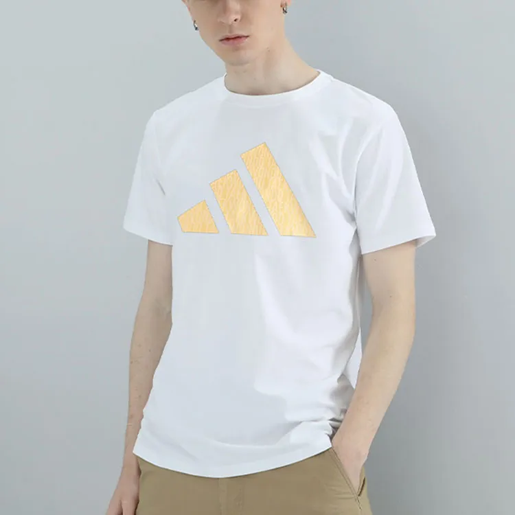 Adidas T-Shirts Men's White Gold-3
