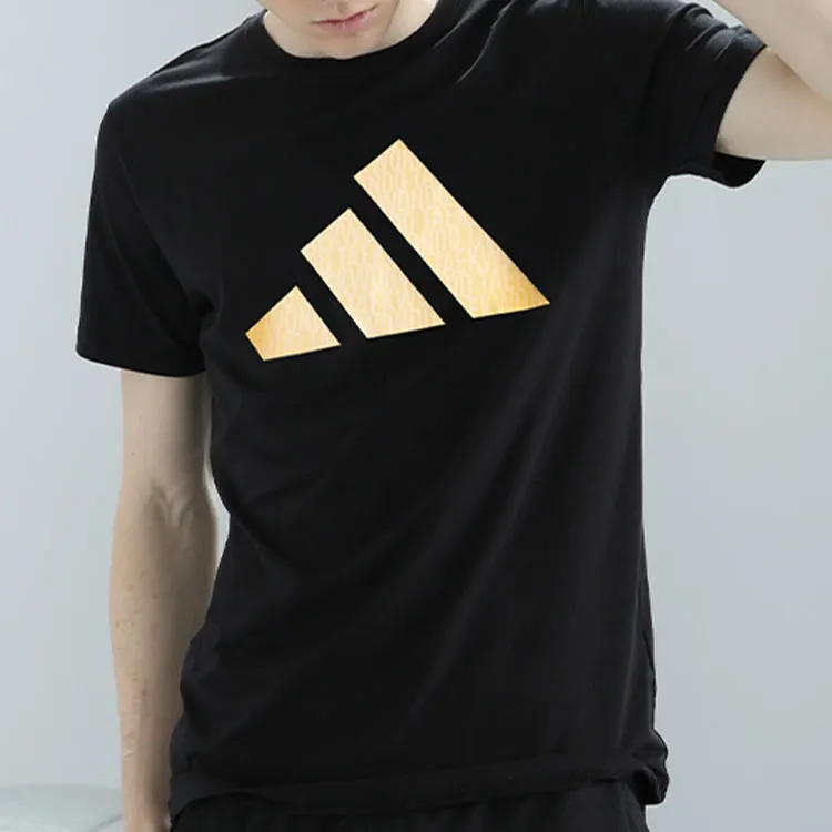 Adidas Cotton T Shirt Unisex Black Gold-2