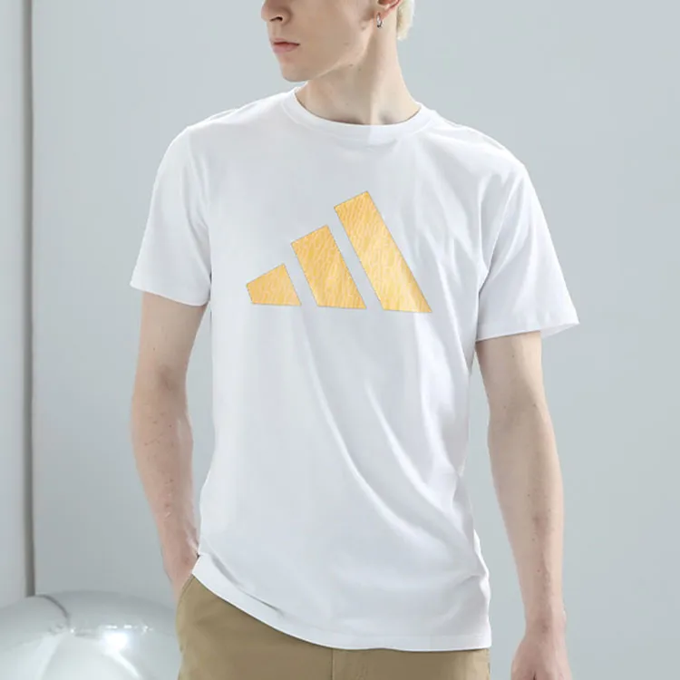 Adidas T-Shirts Men's White Gold-2