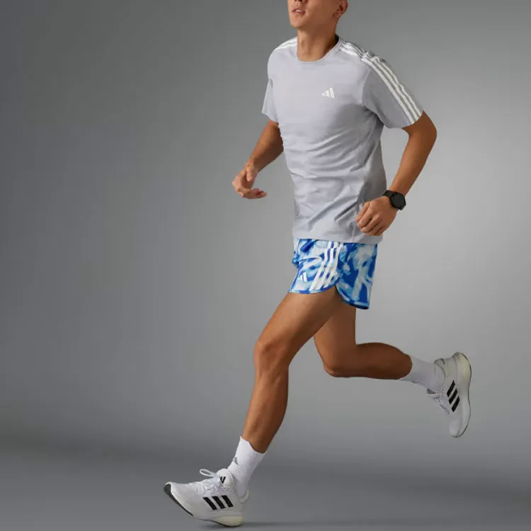 Adidas OWN THE RUN 3-STRIPES ALLOVER PRINT SHORTS Casual Shorts Men's Halo Blue-4