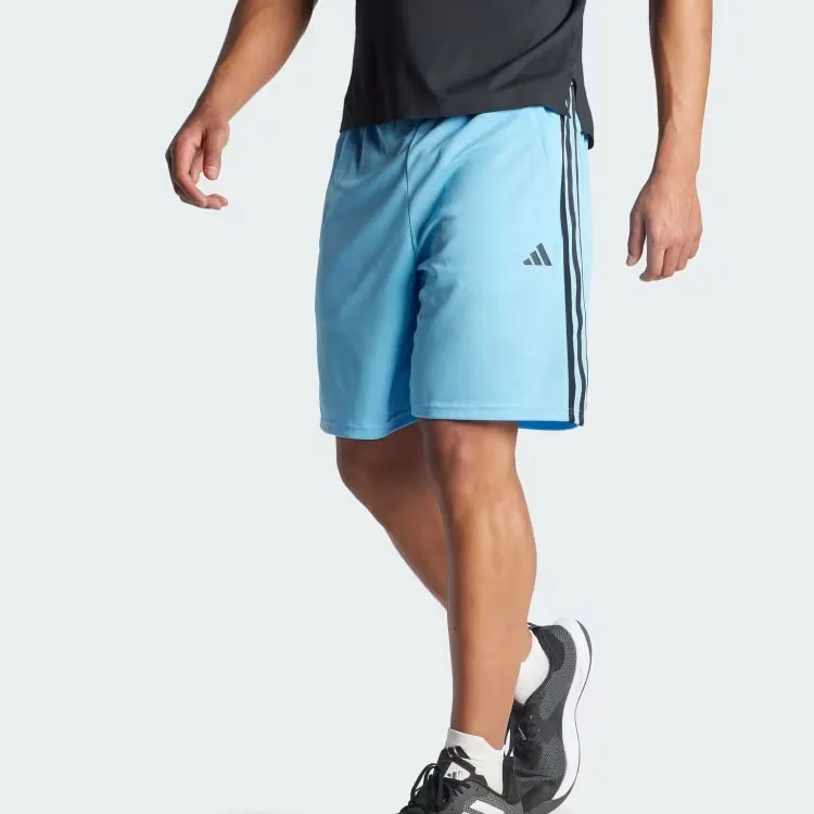 Adidas TRAIN ESSENTIALS PIQUÉ 3-STRIPES TRAINING SHORTS Sports Shorts Men's Half Blue Plaid-1
