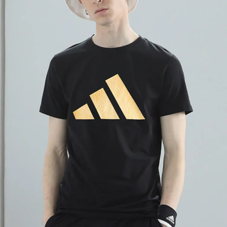 Adidas Cotton T Shirt Unisex Black Gold-4