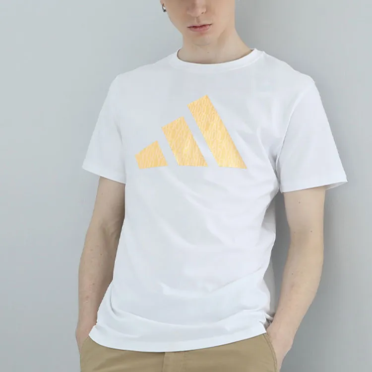 Adidas T-Shirts Men's White Gold-4