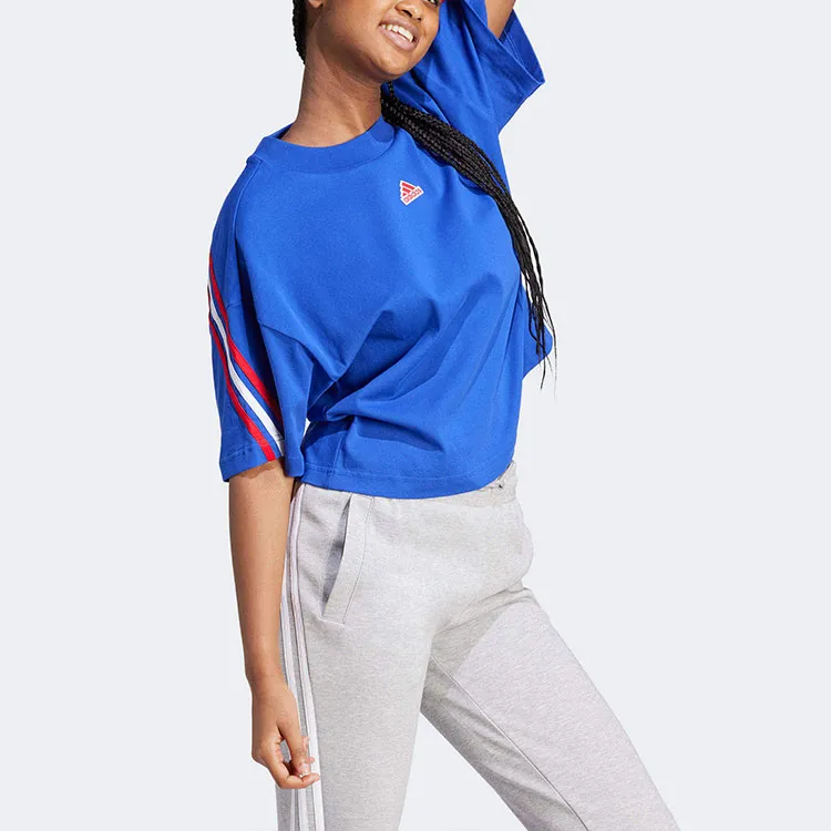 Adidas Women's Future Icons 3 Stripes T Shirt Semi Lucid Blue-3