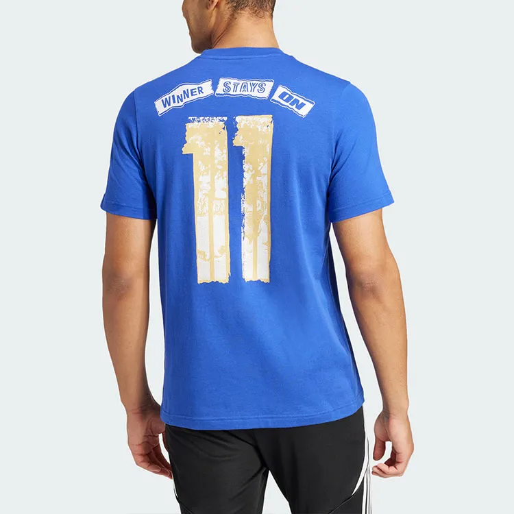 Adidas T Shirt Men's Semi Fluorescent Blue-2