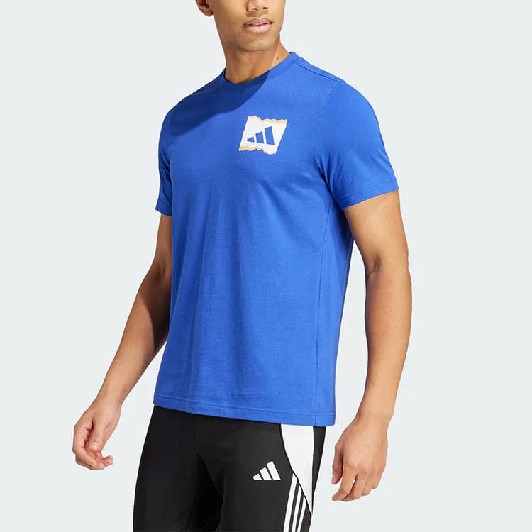 Adidas T Shirt Men's Semi Fluorescent Blue-3