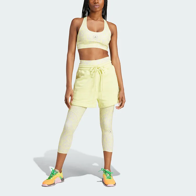 Adidas TRUECASUALS TERRY SHORT Casual Shorts Women's Pink Yellow-3