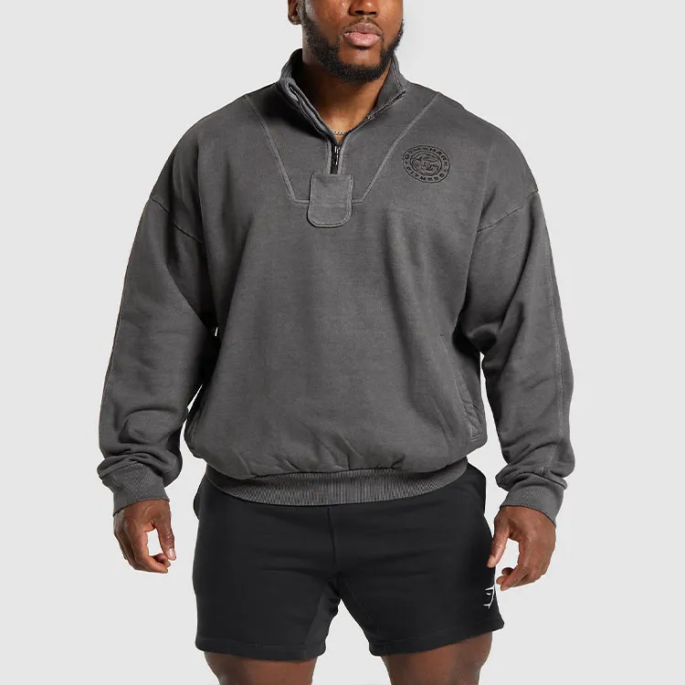 GYMSHARK PREMIUM LEGACY 1/4 ZIP Sweatshirt Men's Black's-3
