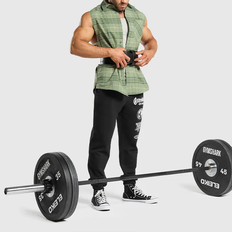 GYMSHARK CHECK SLEEVELESS SHIRT Men's Natural Sage Green-2