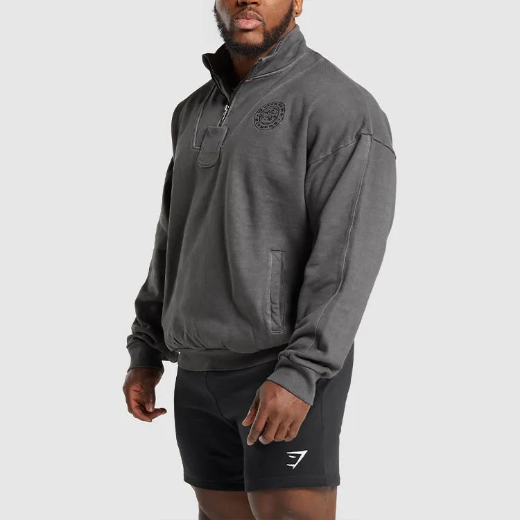 GYMSHARK PREMIUM LEGACY 1/4 ZIP Sweatshirt Men's Black's-2