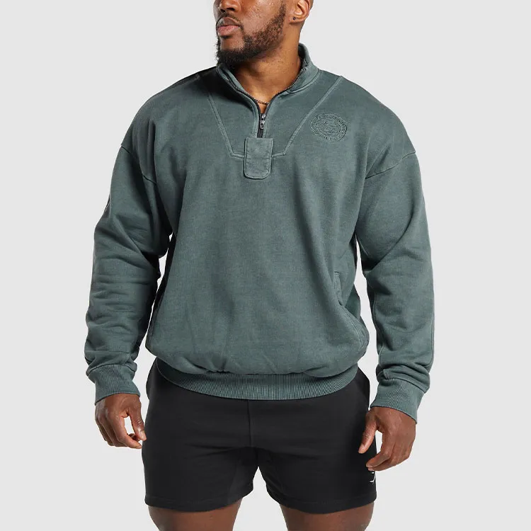 GYMSHARK PREMIUM LEGACY 1/4 ZIP Sweatshirt Men's Cyan-2