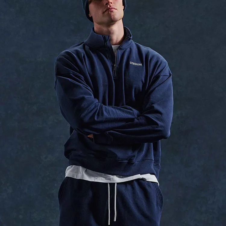 GYMSHARK REST DAY SWEATS 1/4 ZIP Sweatshirt Men's Marine Blue-1