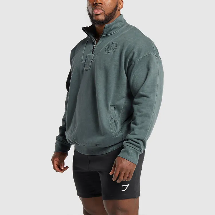 GYMSHARK PREMIUM LEGACY 1/4 ZIP Sweatshirt Men's Cyan-3