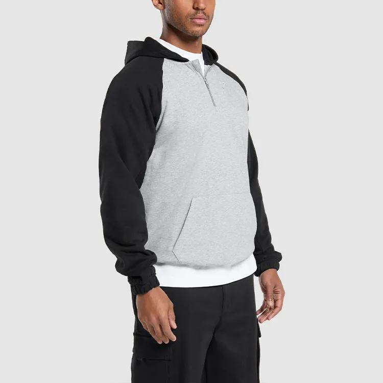 GYMSHARK 1/4 ZIP RAGLAN HOODIE Sweatshirt Men's Light Gray-3
