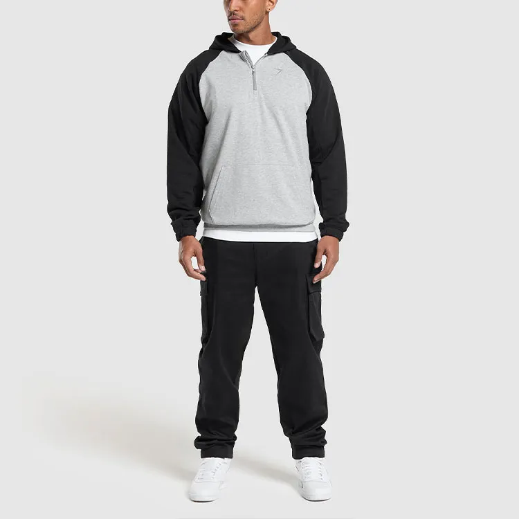 GYMSHARK 1/4 ZIP RAGLAN HOODIE Sweatshirt Men's Light Gray-2