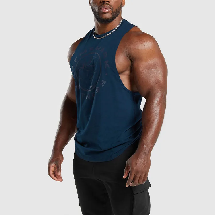 GYMSHARK LEGACY DROP ARM TANK Tank Tops Men's Marine-3