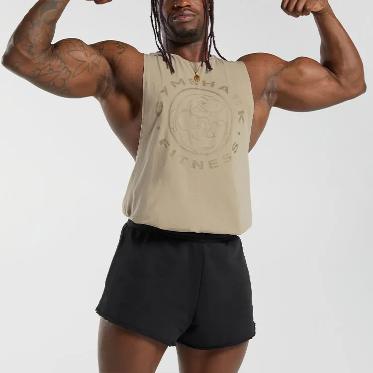 GYMSHARK LEGACY DROP ARM TANK Tank Tops Men's Desert Beige-3